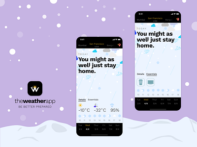 Weather App Concept - Cold day design mobile mobile app mobile app design mobile design mobile ui portfolio ui