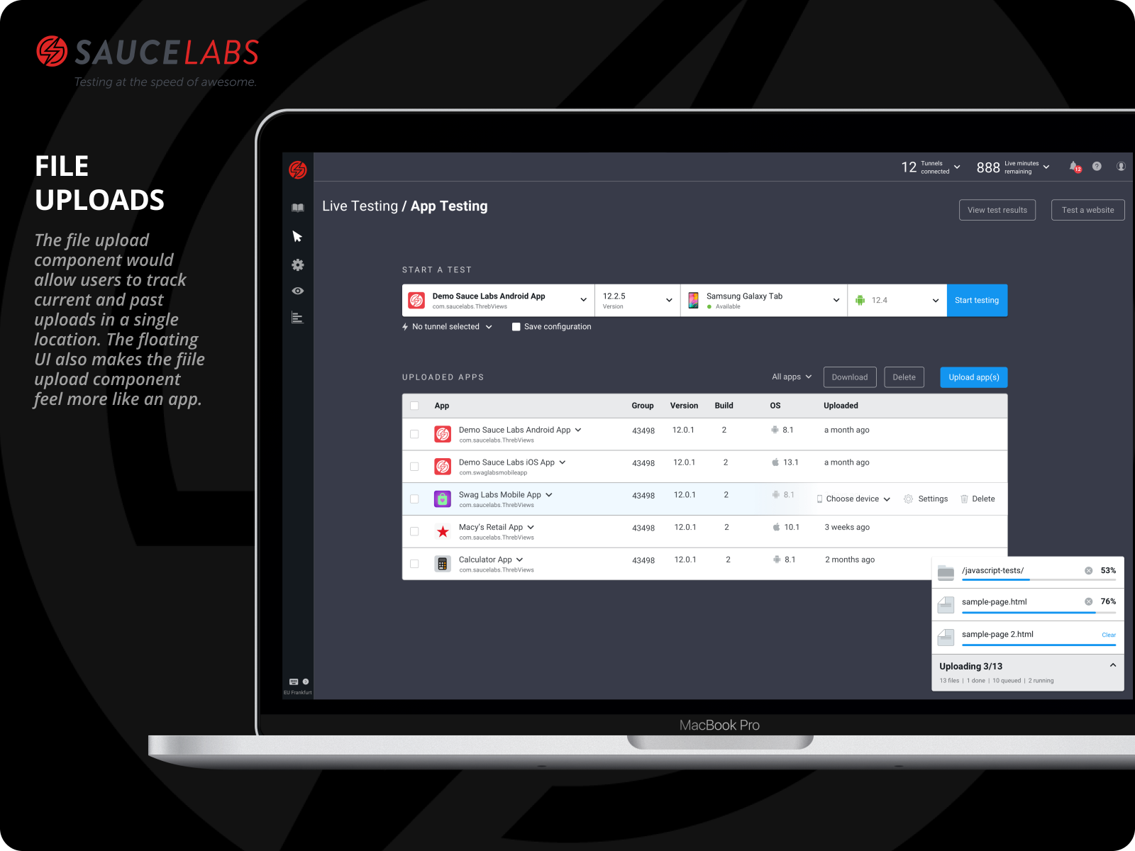 Sauce Labs File Uploads by Sagar Patil on Dribbble
