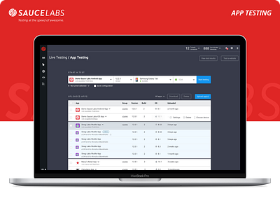 Sauce Labs App Testing Interface