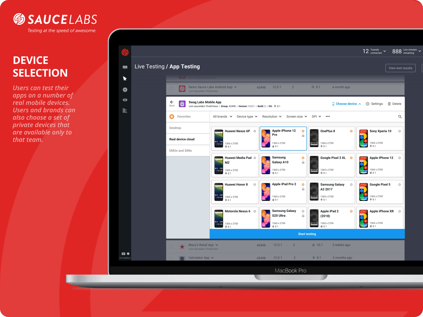 Sauce Labs Device Selection by Sagar Patil on Dribbble