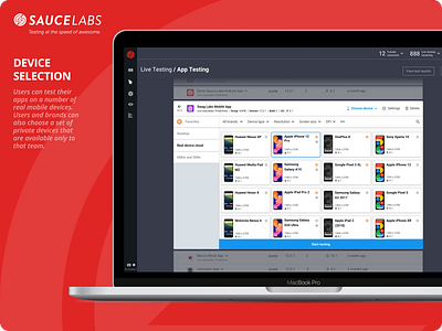 Sauce Labs Device Selection app design portfolio sauce labs testing ui ux ux design