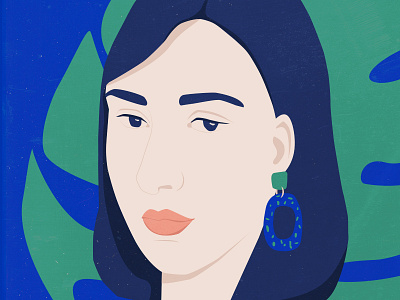 Juliane earring flat illustration illustrator monstera plant portrait woman