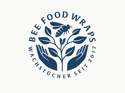 Bee Food Wraps Logo bee hands illustration illustrator logo organic plants vector waxwraps