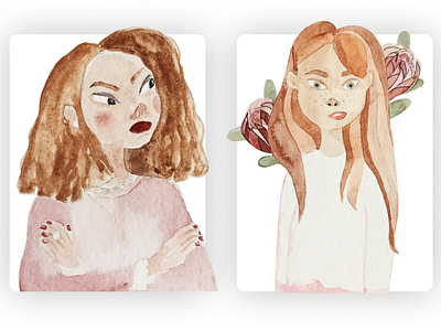 watercolor portraits set 1: Clara and Chloe drawing illustration painting portrait watercolor watercolor art