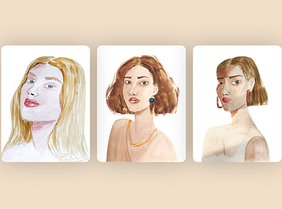 watercolor portraits set 2: Samantha, Anna and Violet drawing illustration painting portrait watercolor watercolor art