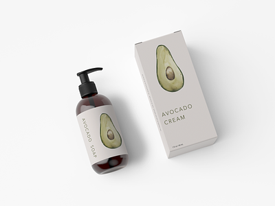 100% organic avocado cosmetics branding design illustration illustration packaging packaging watercolor
