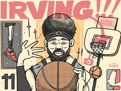 Kyrie Irving NBA artwork basketball cartel character color design illustration kyrie irving lowbrow nba portrait procreate sports