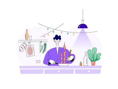 Cooking illustration affinity designer cooking gradient illustration kitchen procreate purple ui