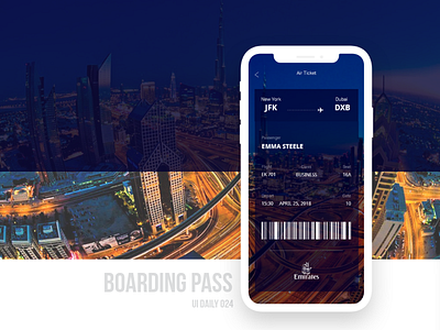 UI daily 024 - Boarding Pass 024 airplane boarding pass emirates ticket uidaily