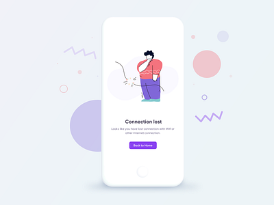 Connection Lost connection error illustration lost mobile ui design