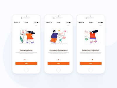 Recico - Onboarding app cooking design illustration procreateapp ui uxui