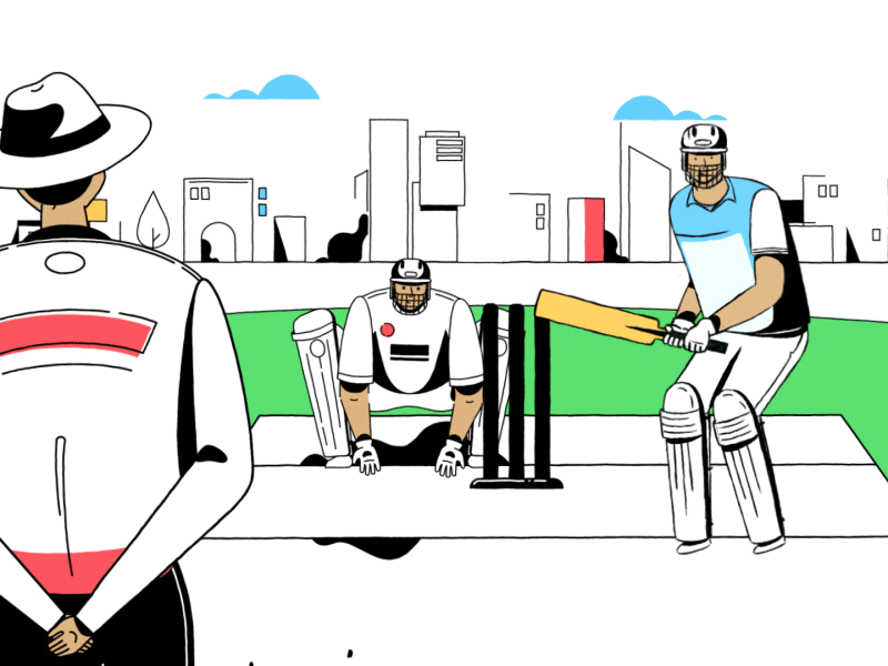 Batsman 2d after effects animation batsman character cricket explainer gif illustration ourshack