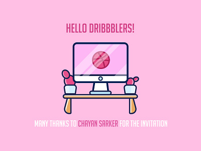 Hello Dribbble! design dribble first shot illustration invitation invite vector