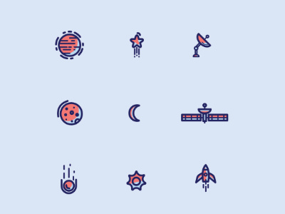 Space icons set creative design flatdesign icon iconset illustration space vector