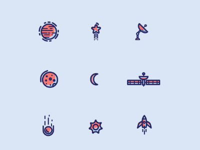Space icons set