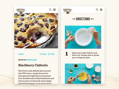 Organic Valley Recipes desktop digital hz organic valley product ui ux website