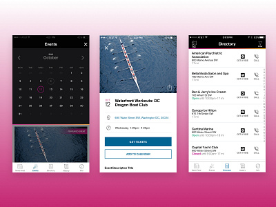 District Wharf App — Events & Directory digital hz product ui ux