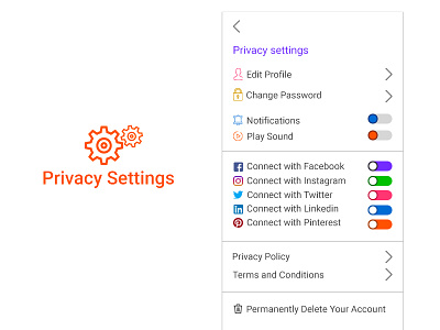 Just finished my 7th design for #dailyui #007 Privacy Settings adobe photoshop creative design design ui