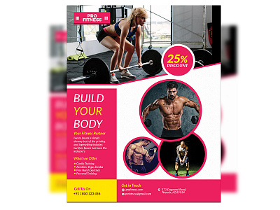 Fitness Flyer active adobe photoshop bodybuilding build your body creative design design fitness fitness center fitness club fitness flyer getfit gym gymmotivation healthychoices instahealth lifestyle motivation pink strong training