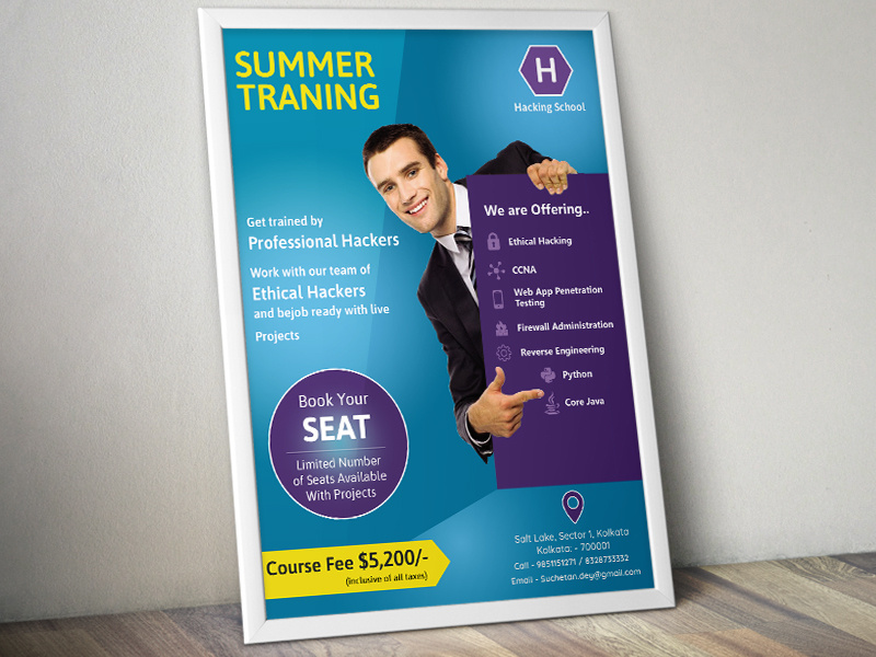 Hacking School Poster Design Concept logo branding print design typography adobe photoshop vector design adobe illustrator creative design