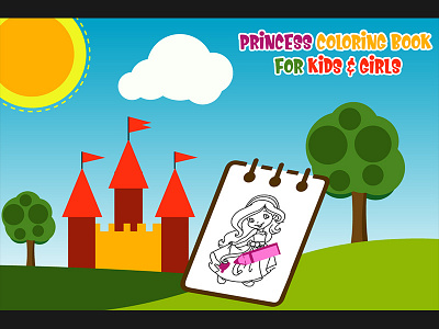 Princess Coloring Book for Kids and Girls adobe illustrator app app banner banner design child game coloring book creative design design flat design game apps illustration princess typography