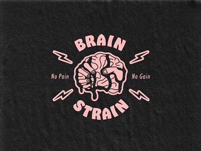 Brain Strain 1 - Clothing Graphic apparel graphics badge badge design brain clothing design distressed pink screenprint t shirt design texture vector