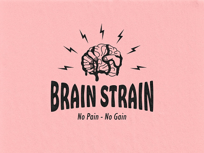 Brain Strain 2 - Clothing Graphic apparel graphics badge badge design black brain clothing design creative process distressed pink screenprint texture
