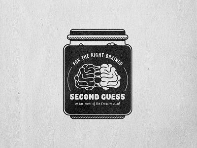 Second Guess Graphic 2 badge badge design black black and white brain brain jar design halftone ideas illustration logo screenprint texture vector