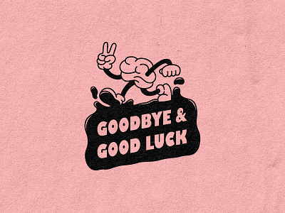 Goodbye & Good Luck Graphic 1 badge badge design brain cartoon character illustration peace peace sign pink screenprint texture vector