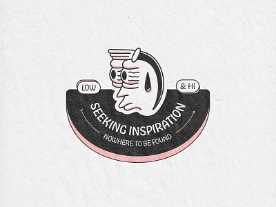 Seeking Inspiration Graphic badge badge design black cartoon character creative process design illustration illustrator pink process screenprint texture type vector white