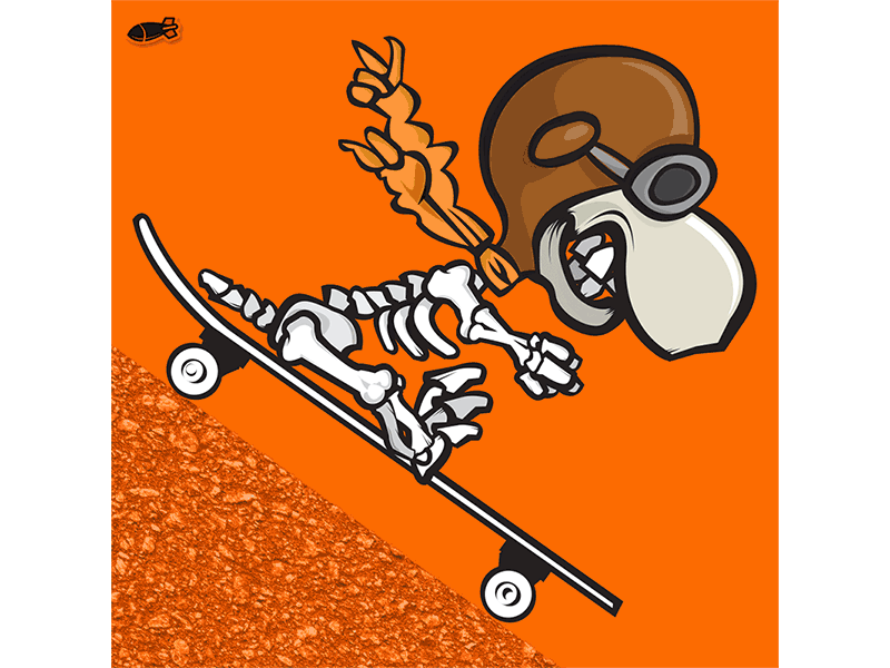 Dead Baron Hill Bomb gif illustration peanuts schultz skateboarding skeleton skull snoopy vector