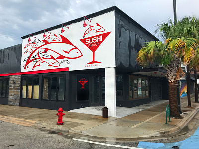 Sushi Shack building graphics bar buildinggraphics fish grill illustration restaurant sushi sushishack tuna vector wall yellowfin