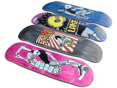 Lake Skateboards Tribute Series deck design illustration lake skateboard skateboarding skategraphics skeleton vector