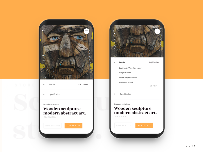 Sculpture Studio Store App Product Details by Ritzmo on Dribbble