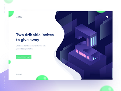 2 Dribbble Invites cover draft dribbble freebies giveaway header icons illustration invitation invite isometric web