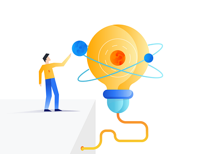 Idea bulb freebies header idea illustration landingpage planet ritzmo ui website