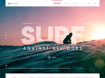 Surf clean header layout minimal ritzmo sea sports surf surfing swiss ui wave