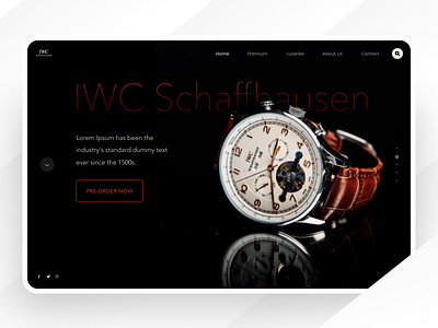 IWC schaffhausen - web header black clean dark ecommerce fashion header industrial store shop landing page minimal product design ui web