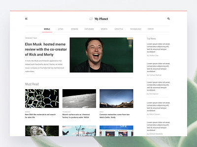 My Planet - News blog article blog category elonmusk grid grid layout menu news ritzmo typography web web desgin