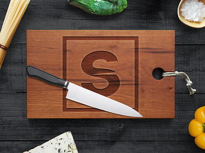Cutting board mock-up - Sharp Premium Knives branding graphic design illustrator logo logo design photoshop vector