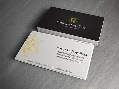 Priyanka Jewellers | Business Card branding business card clean dark jewellers light print simple