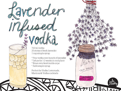Lavender Infused Vodka Recipe editorial editorial illustration garden gardening herbal remedy illustrated recipe illustration recipe