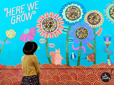Mural for Vestal School by Julz Nally community project design floral floral design illustration illustrator mural mural design oregon portland uppercase magazine values