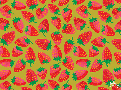 Strawberry Pattern by Julznally editorial editorial illustration garden illustration illustration pattern strawberry surface design