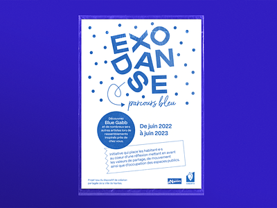 Exodanse - flyer bleu blue card dance danse edition event exodanse festival flyer graphic design graphisme illustration invitation parcours