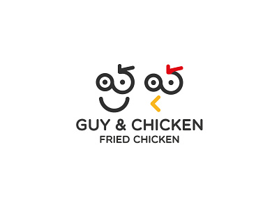 Guy & Chicken Fried Chicken Logo Concept