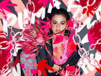 Puma experiment collage florals illustration illustration on photography pattern