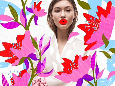 Florals collage fashion feminism florals illustration illustration on photography