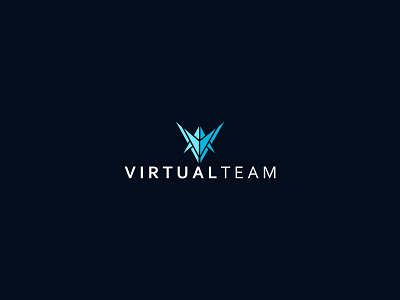 VirtualTeam Logo Design application blue design developer international internet it team virtual web