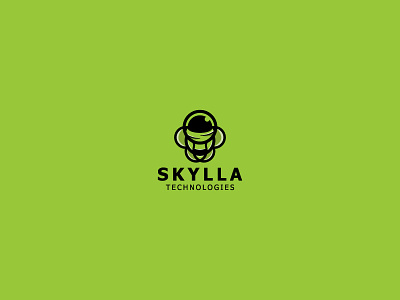Skylla Technologies Logo Design abstract cloud green help industrial mobile robot robots software technology